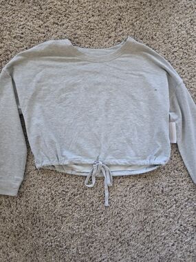 Light Gray Cropped Drawstring Sweatshirt XL